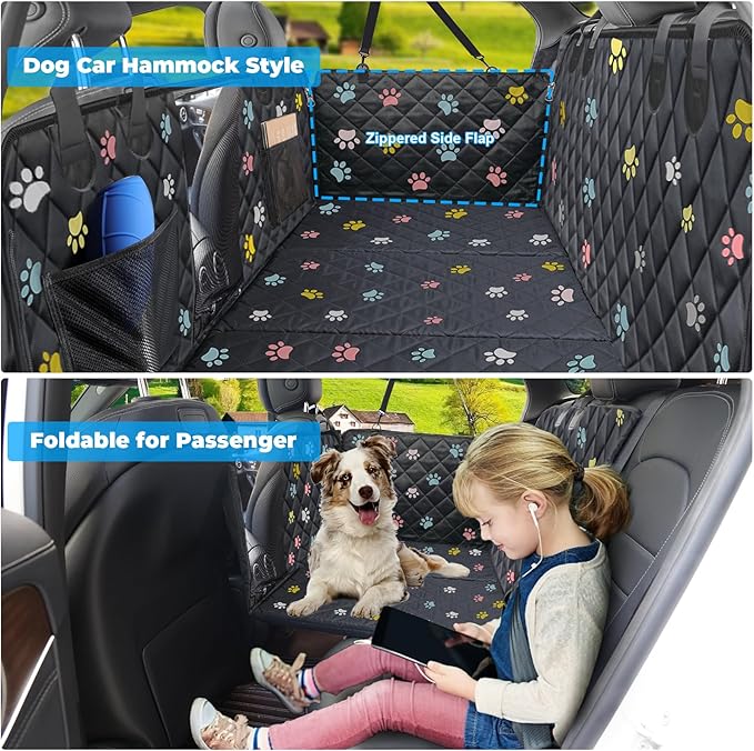URPOWER Back Seat Extender for Dogs - Hard Bottom Dog Car Seat Cover Holds 400 lbs, Waterproof Dog Hammock Dogs Bed for Cars, SUVs &amp; Small Trucks, Pet Backseat Protector with Mesh Window &amp; Large Space