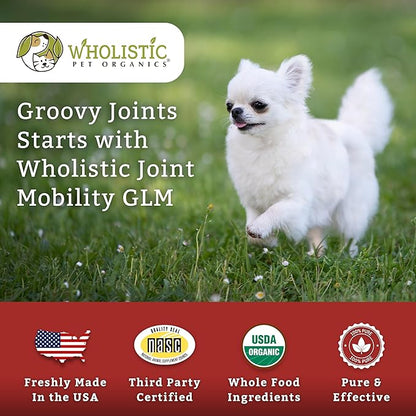 Wholistic Pet Organics Joint Mobility GLM - 1 Lb - Glucosamine for Dogs Chondroitin Supplement Green Lipped Mussels - Joint Supplement for Dogs - Arthritis Pain Reliever for Large &amp; Small Breeds