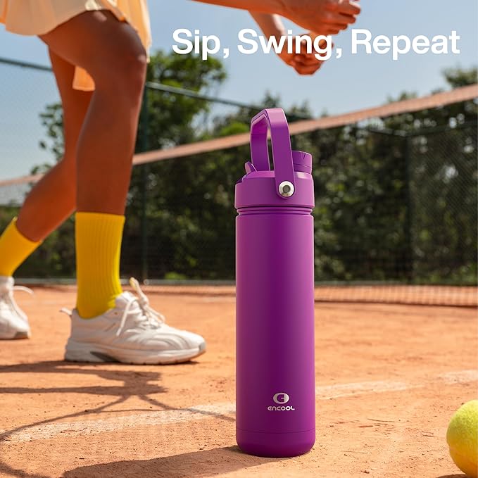 Insulated Water Bottle with Straw Stainless Steel Water Bottle, Leak-Proof, BPA-Free, Double Wall Vacuum Keeps Cold for 24 Hours for Sports, Travel, School (18 oz, Bright Magenta)