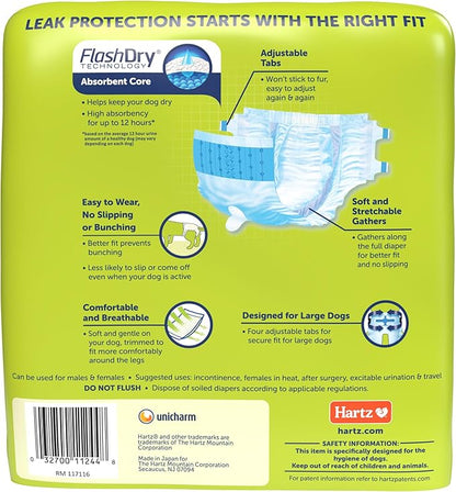 New! Hartz® Comfitables® Disposable Dog Diapers, Size XL 5 count, Comfortable &amp; Secure Fit, Easy to Put On, Super Absorbent Male and Female Diaper