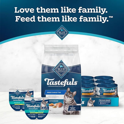 Blue Buffalo Tastefuls Adult Dry Cat Food Indoor Cat Formula, Made in the USA with Natural Ingredients, Chicken &amp; Brown Rice Recipe, 3-lb. Bag