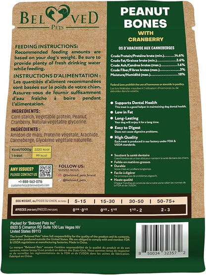 Dog Treats Peanut Butter Bones with Cranberry &amp; Rawhide Free Chew 11 Oz - Pet Natural Mini &amp; Big Snacks Healthy Collagen &amp; Bulk Best Chews for Small &amp; Large Dogs - Made for USA (Peanut Butter)