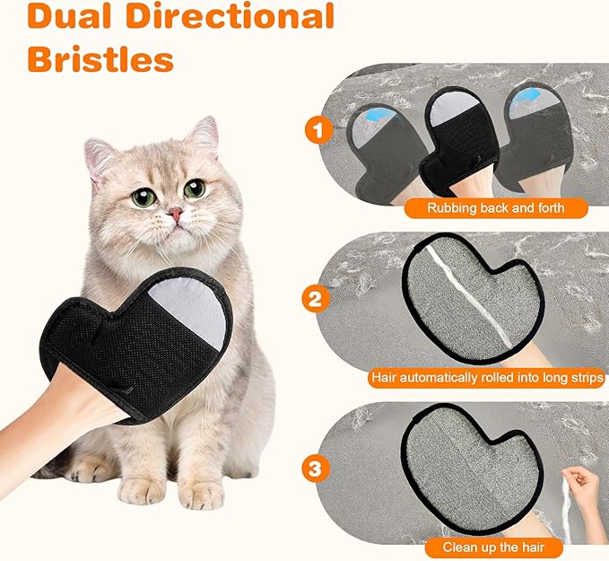 Pet Hair Removal Gloves, Electrostatic Pet Hair Remover Glove for Cats &amp; Dogs