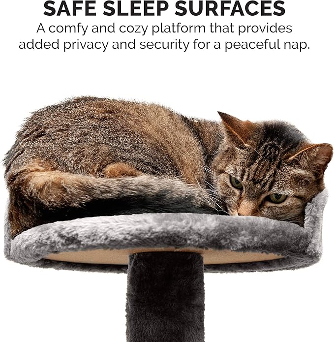 Furhaven 49.5" Tall Cat Tree for Indoor Cats, Ft. Sisal Scratching Posts, Plush Ball Toy, &amp; Busy Box Toy - Tiger Tough Play Stairs Interactive Playground Tower - Gray, One Size