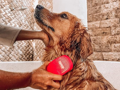 Tuff Pupper Dog Bath Brush, Silicone Pet Hair Remover Brush for Shampooing &amp; Massaging Dogs, Dog Washing Brush with Soft Rubber Bristles Gently Removes Loose &amp; Damaged Fur