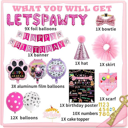 Dog Party Supplies Decorations - Cute Bandana, Let&