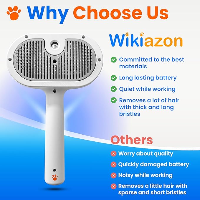 Pet Steam Brush For Cat &amp; Dog - Pets Spray Hair Removal Comb - Cats Indoor Shedding &amp; Grooming Mist Tool - Water Steamer Brushes for Long &amp; Short Haired Dogs - Spritz Defur Comb (White Pro)