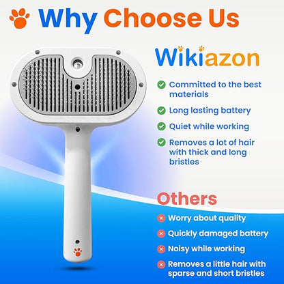 Pet Steam Brush For Cat &amp; Dog - Pets Spray Hair Removal Comb - Cats Indoor Shedding &amp; Grooming Mist Tool - Water Steamer Brushes for Long &amp; Short Haired Dogs - Spritz Defur Comb (White Pro)