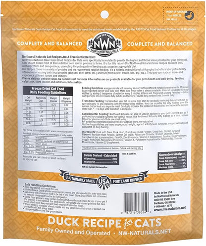 Northwest Naturals Freeze-Dried Duck Cat &amp; Kitten Food – Bite-Sized Nibbles – Healthy, Limited, Human-Grade Ingredients, All-Natural, High-Protein – Complete &amp; Balanced, Grain-Free – 11 oz (Pack of 3)