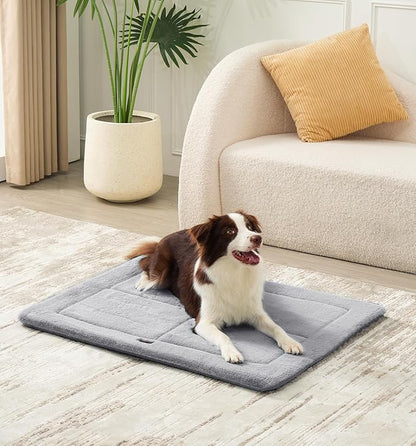 Made4Pets Dog Crate Pad Bed for Large Dogs, Washable &amp; Reversible, Anti-Slip Kennel Mat for Cozy Sleeping, Soft Fluffy Dog Bed for Indoor &amp; Outdoor Use, 36"x27", Gray