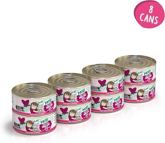 Weruva B.F.F. Play - Best Feline Friend Paté Lovers, Aw Yeah!, Tuna &amp; Duck Double Dare with Tuna &amp; Duck, 5.5oz Can (Pack of 8)