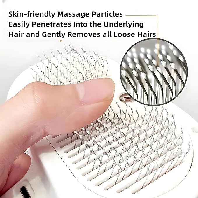 4 in 1 Cat Steam Brush: steam brush for cats, Grooming, Shedding, Mist Spray, Hair Removal Comb &amp; Massager, USB Rechargeable Self Cleaning cat steam brushes for indoor cats - White