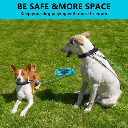 Dog Tie Out Cable 15FT-500Lbs,Heavy Duty Dog Leads&amp;Tether for Yard with Swivel Hook,Small Large Dogs Leash Line for Outside,Rust Chew Proof Dogs Run Cable for Outdoor Camping (Teal, 15FT)