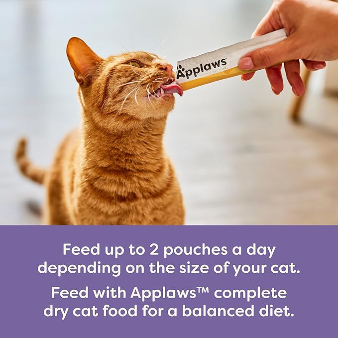 Applaws Lickable Cat Treats, Natural Grain-Free Purée, Limited Ingredient Variety Pack with Chicken, Tuna &amp; Salmon Squeeze Up Treats (50 x 0.5oz Sachet Tub)