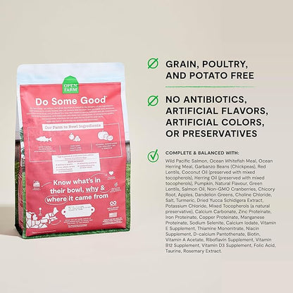 Open Farm, Grain Free Dry Cat Food, High-Protein Kibble for a Complete &amp; Balanced Diet, Non-GMO Fruits &amp; Vegetables, Prebiotic Fibers to Support Digestion, Wild-Caught Salmon Recipe, 8lb Bag