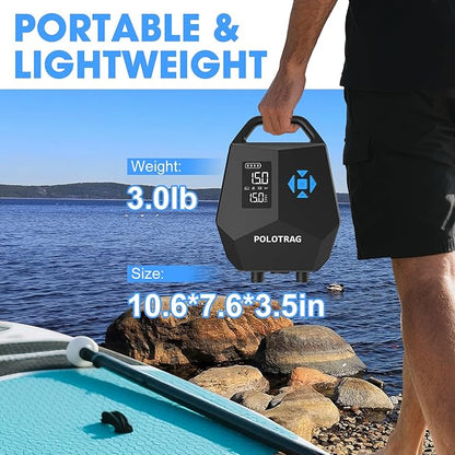 Paddle Board Pump, Rechargeable SUP Pump Electric, 20PSI Portable Paddleboard Pump with Inflation &amp; Deflation, Auto-Off for Inflatables, Kayak, Towable Tube and Air Mattress