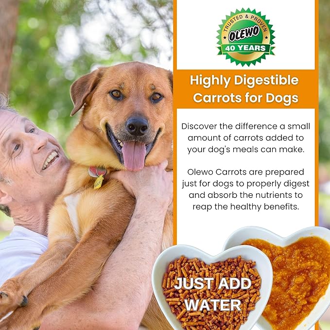 Olewo Original Carrots for Dogs – Fiber for Perfect Poop, Dehydrated Dog Food Toppers for Picky Eaters, Natural Skin &amp; Coat Support, Multivitamin, Probiotics for Digestive &amp; Gut Health, 1 lb