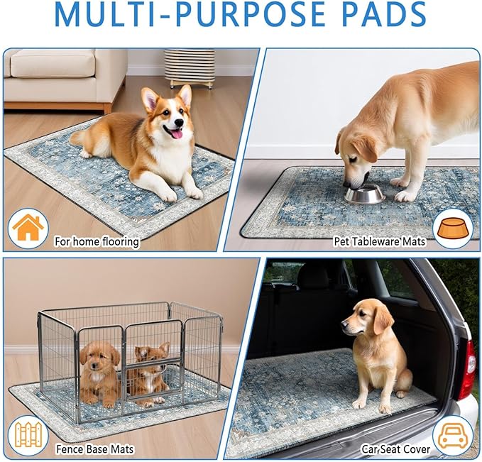 Washable Pee Pads for Dogs 2 Pack, Absorbent Reusable Puppy Pads Waterproof, Leakproof &amp; Non-Slip Whelping Pad, Potty Training Pads for Dogs Playpen Mat 24x36