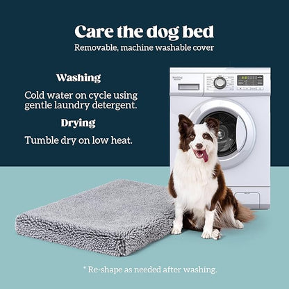 Stoutwool 4" Indestructible Dog Bed - Orthopedic Chew Proof Dog Crate Pad - Fluffy Kennel Mat for Aggressive Chewers - Ideal for Large Breeds &amp; Fits 36-Inch Crate - 35"x22", Charcoal
