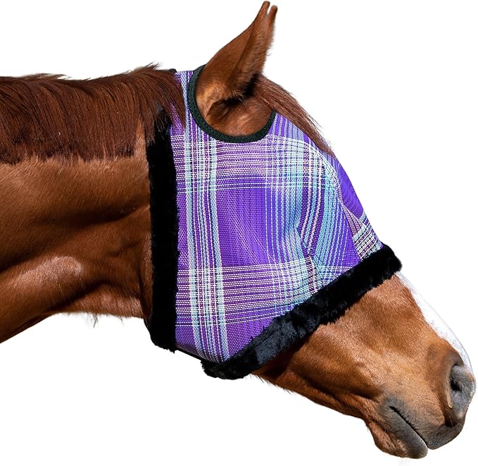 Kensington UV Fly Mask with Fleece Trim - Protective Mask with Dual Ear Opening &amp; Forelock Freedom - Large, Lavender Mint