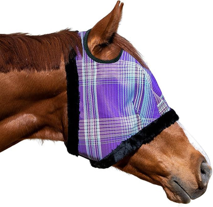Kensington UV Fly Mask with Fleece Trim - Protective Mask with Dual Ear Opening &amp; Forelock Freedom - Large, Lavender Mint