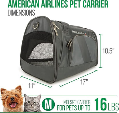 Sherpa American Airlines Travel Pet Carrier, Airline Approved &amp; Guaranteed On Board - Charcoal Gray, Medium