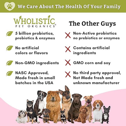 Wholistic Pet Organics:Dog Probiotics and Digestive Enzymes-Probiotic Chews for Dogs Digestive Health,Support Gut Health Immune Supplement Prevents Dog Digestive Problems (Original, 240 Count)
