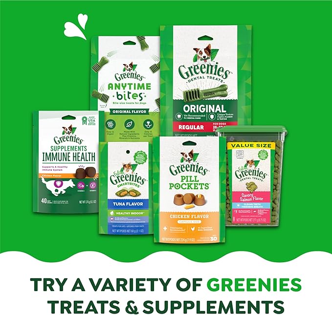 Greenies Weight Management Teenie Dog Dental Chews Weight Control Dog Treats, 27 oz. Pack (96 Treats)