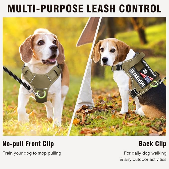 WINSEE Service Dog in Training Harness with 5 PCS Patches, Reflective Tactical Dog Vest Harness, Adjustable Soft Oxford Pet Harness with Easy Control Handle, Hook &amp; Loop Panels for Walking Hiking