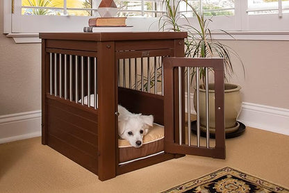 New Age Pet ECOFLEX Dog Crate End Table - Furniture-Style Pet Crate for Crate Trained Dogs - Stainless Steel Tubing &amp; a Latched Closure - 10 Year Manufacturer&