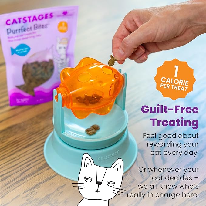 Catstages by Nina Ottosson Purrfect Bitez Natural Crunchy Cat Treats for Puzzles, Toys, Feeders, &amp; Training, USA-Made, Real Whitefish Flavor, 4oz
