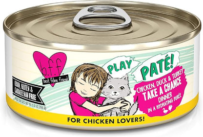 Weruva B.F.F. Play - Best Feline Friend Paté Lovers, Aw Yeah!, Chicken, Duck &amp; Turkey Take a Chance with Chicken, Duck &amp; Turkey, 5.5oz Can (Pack of 8)
