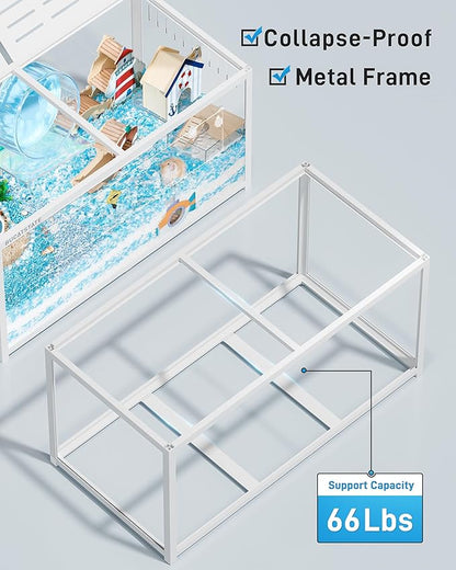 BUCATSTATE Hamster Cage 3.0: Metal Large Rat Cage Stackable with Top Access Easy Assemble 47L x 23.6W x 25.5H Inches Dwarf Syrian Hamster Tank for Gerbil Mouse (7.8 ft², White)