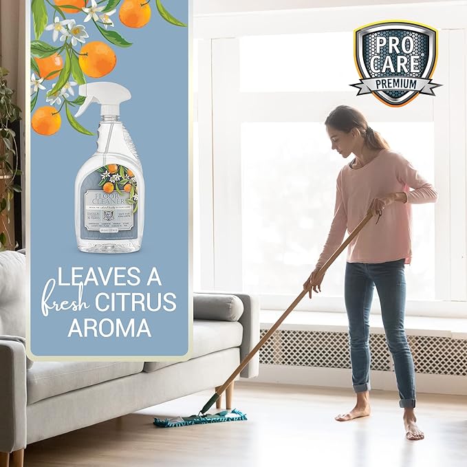 ProCare Citrus Floor Cleaner (Made in USA) | Tile, Stone, Laminate, Vinyl &amp; Natural Wood Floor Cleaner for Mopping, Floor Cleaning Solution with Citrus Aroma - 32oz / 0.95L Spray Bottle