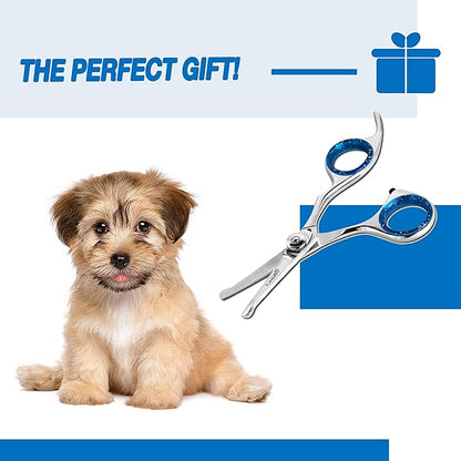 Laazar Straight Dog Grooming Scissors - Comfortable Around The Eyes Cat &amp; Dog Scissors | Blunt Dog Trimming Scissors| Premium Stainless Steel | Grooming Scissors For Dogs - Dog Hair Scissors