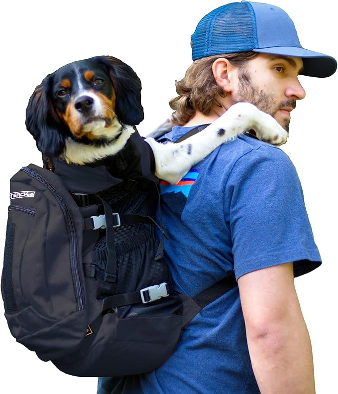K9 Sport Sack Plus 2 - Small, Jet Black - Ideal for Dogs 13-16” Long - Adjustable, Backpack-Style Carrier with Multi-Functional Storage Pack, Thick Shoulder Straps &amp; Padded Back Panel