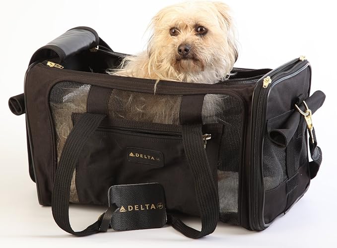 Sherpa Delta Airlines Travel Pet Carrier, Airline Approved &amp; Guaranteed On Board - Black, Medium
