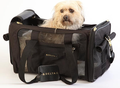 Sherpa Delta Airlines Travel Pet Carrier, Airline Approved &amp; Guaranteed On Board - Black, Medium