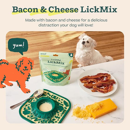WOOF LickMixes - Dog Lick Mat Spread and Meal Topper - Delicious and Lower Calorie - Made with Wholesome Ingredients - Perfect for Dog Enrichment - Bacon &amp; Cheese