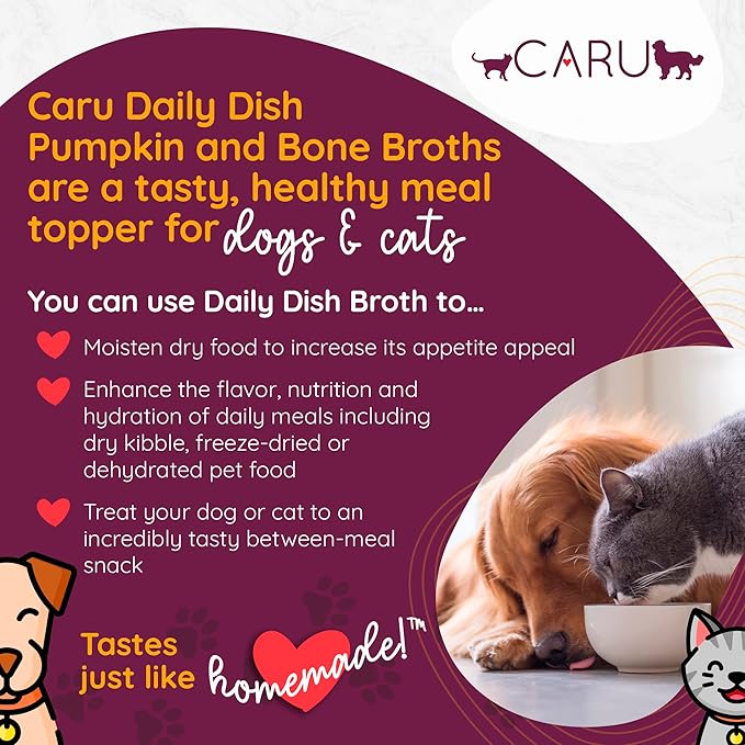 CARU - Daily Dish Pumpkin Broth Meal Topper for Dogs &amp; Cats - Savory Pour-Over Broth - 1.1 lbs.