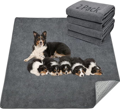 LOOBANI Washable Pee Pad for Dogs, 2 Packs Non-Slip Puppy Training Pads, Fast Absorbent Pet Whelping Pads, Puppy Playpen Mat for Incontinence, Housebreak, Crate, 36x41in, Gray