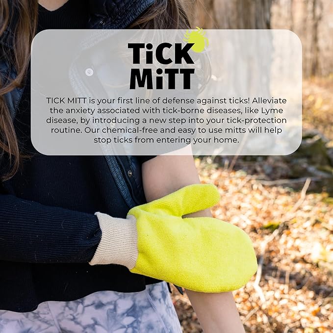 Yellow Tick Removal Glove for Humans &amp; Pets - Safely Remove Ticks Effortlessly, Chemical-Free, Durable, Portable Tick Management Tool for Outdoor Adventures &amp; Everyday Use