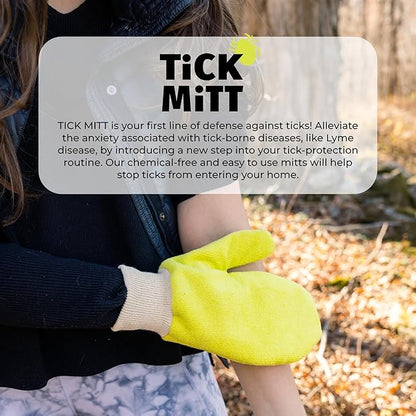 Yellow Tick Removal Glove for Humans &amp; Pets - Safely Remove Ticks Effortlessly, Chemical-Free, Durable, Portable Tick Management Tool for Outdoor Adventures &amp; Everyday Use
