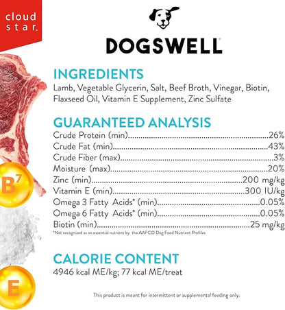 Dogswell Skin &amp; Coat Jerky Dog Treats, Lamb, 10 oz. Bag