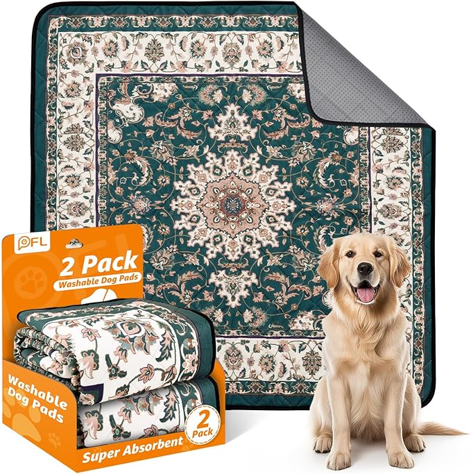 Washable Pee Pads for Dogs: 2 Pack Reusable Pee Pads for Dogs, Waterproof &amp; Leakproof Washable Puppy Pad, Non-Slip Whelping Pee Pads &amp; Potty Training Pad for Floor, Playpen,Crate, Couch, 18x24