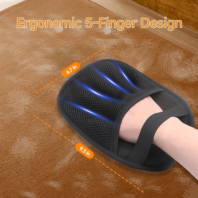2-in-1 Pet Grooming Glove &amp; Fabric Hair Remover - Reusabie, Silicone Massage Bristles,Static Adhesion for Quiuck Shedding Control,Safe for Dogs &amp; Cats（Big）