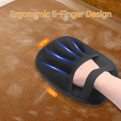 2-in-1 Pet Grooming Glove &amp; Fabric Hair Remover - Reusabie, Silicone Massage Bristles,Static Adhesion for Quiuck Shedding Control,Safe for Dogs &amp; Cats（Big）