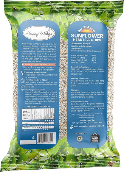 Sunflower Hearts &amp; Chips - Sunflower Kernels and Chips Bird Food - 5 Lb No Mess, No Waste I No Grow Seed | Bird Seed for Wild Birds