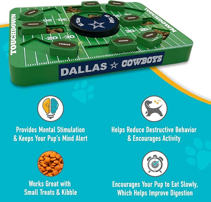 Pets First NFL Dallas Cowboys Large Puzzle Toy - Interactive Dog Treat &amp; Slow Feeding Toy