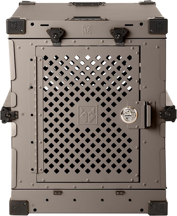 Impact Collapsible Dog Crate - Foldable Hard Crate for Large Dogs - Heavy Duty Travel Kennel with Powder-Coated Aluminum - Quick Setup for Indoor &amp; Outdoor (Gray, 40" (40.5" L x 23" W x 29" H))